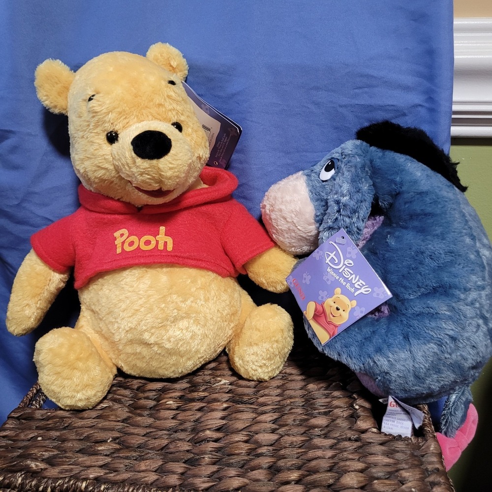 Vintage GUND Disney Winnie The Pooh Eeyore‎ Plush Set Stuffed Animals